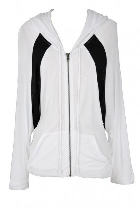 Black and White Colorblock Batwing Hoodie